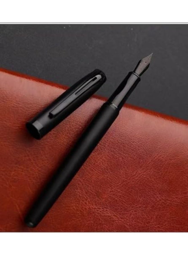 CLENEA Black Metal Fountain Pen，Extra Fine Nib Fountain Pen，Fountain pen for writing refillable，fountain pens with sacs，Contains 1 pen and 6 blue ink sacs and 6 black ink sacs - Image 4